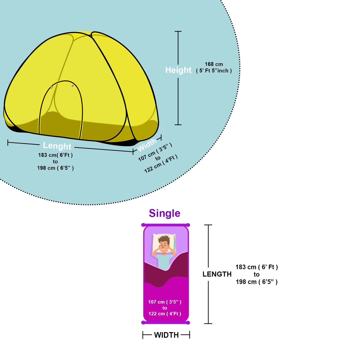 Yellow Mosquito Net With Base (Single Bed)
