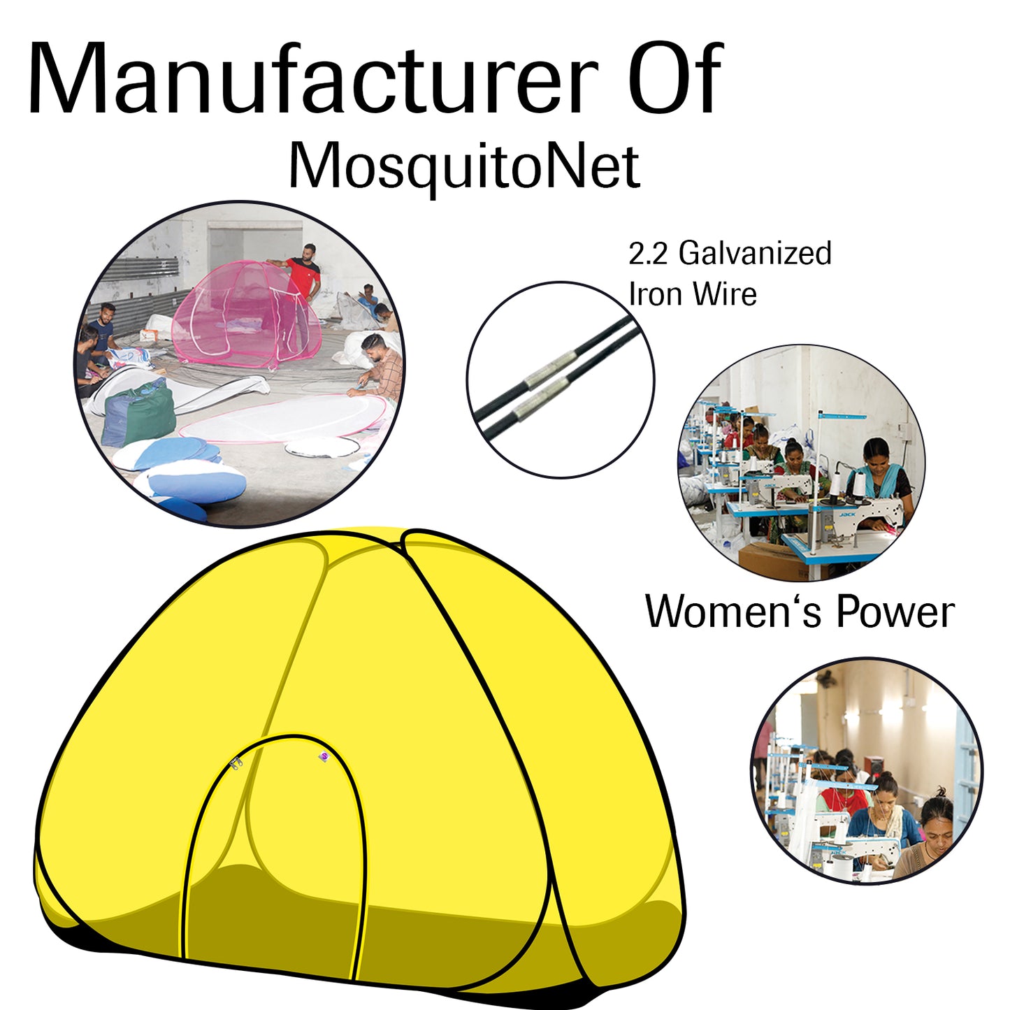 Yellow Mosquito Net With Base (Single Bed)