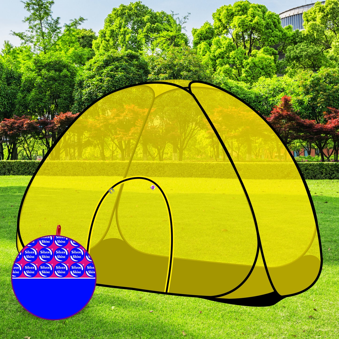 Yellow Mosquito Net With Base (Single Bed)