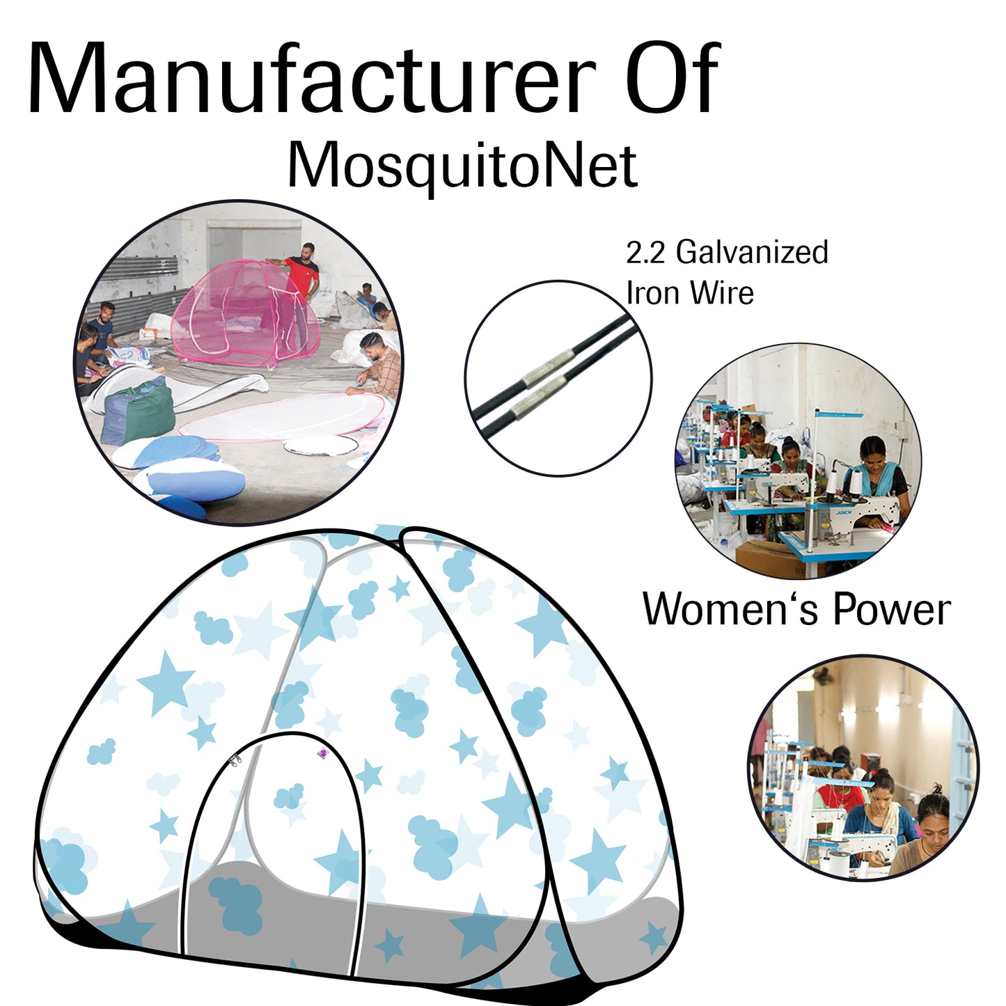 Cloud-Star Mosquito Net With Base (Single Bed)
