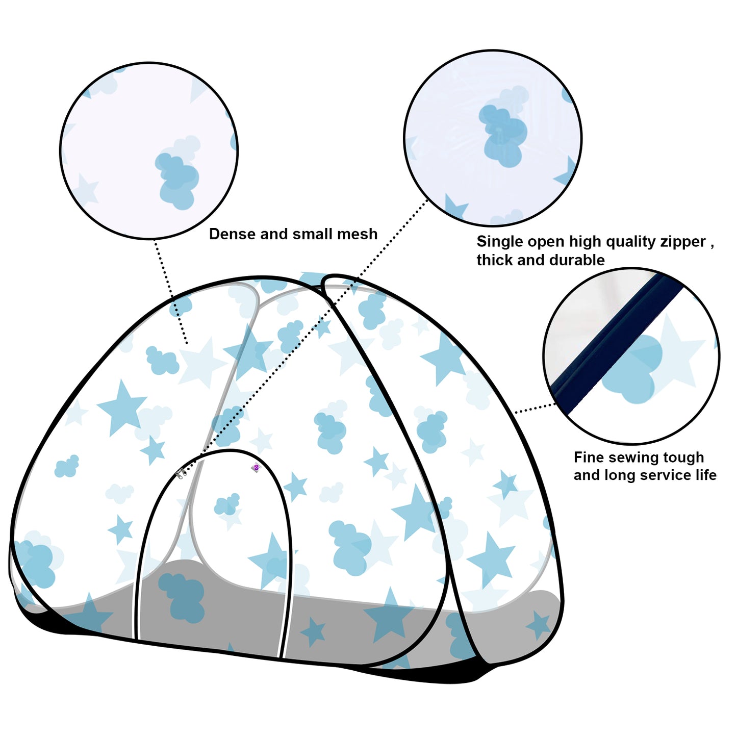 Cloud-Star Mosquito Net With Base (Single Bed)