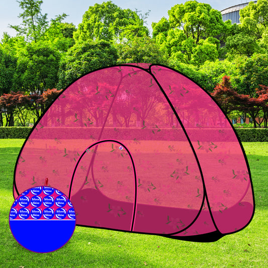 Pink Flower Mosquito Net With Base (Single Bed)